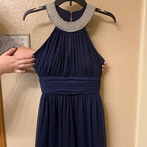 Windsor Navy Blue and Pearl Evening Dress